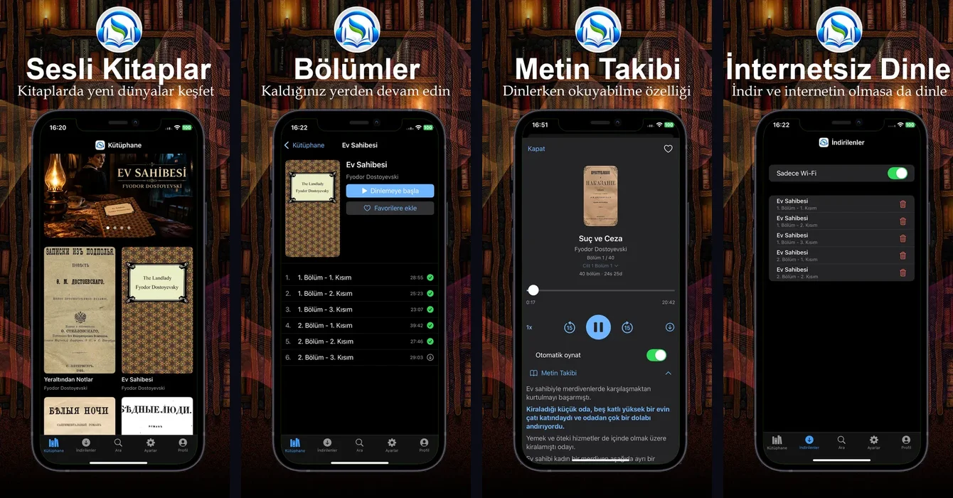 Liber: BookListen uygulama ekranları