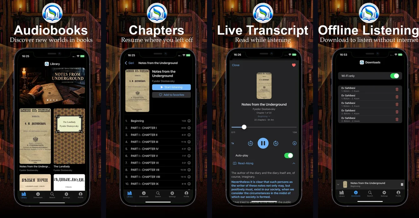 Liber: BookListen app screens